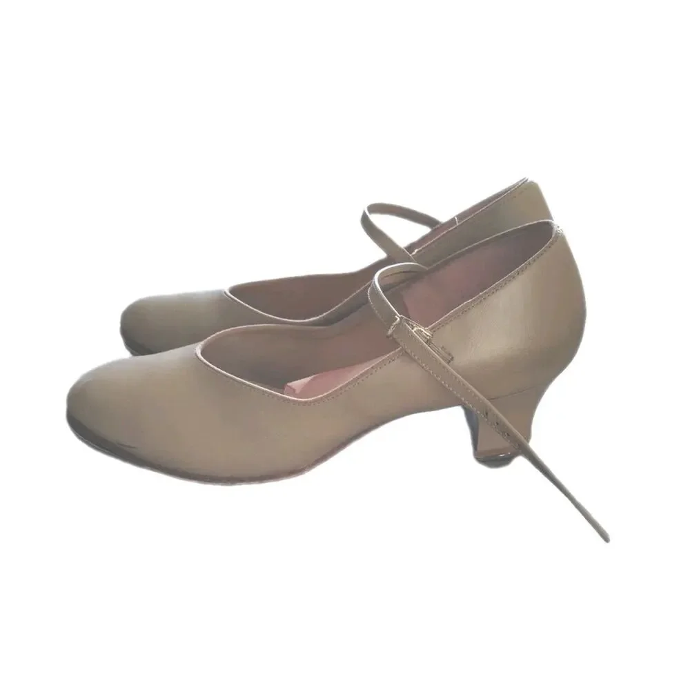 Capezio Tap Shoes Womens Size 10 Tan Leather Low Heel Mary Jane Tele Tone Tap